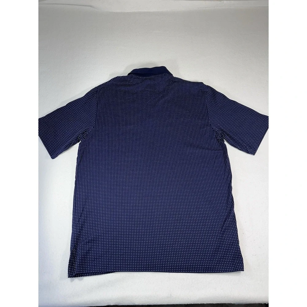 Polo Golf Ralph Lauren Mens Large Blue Polka Dot 100% Pima Cotton Polo Shirt